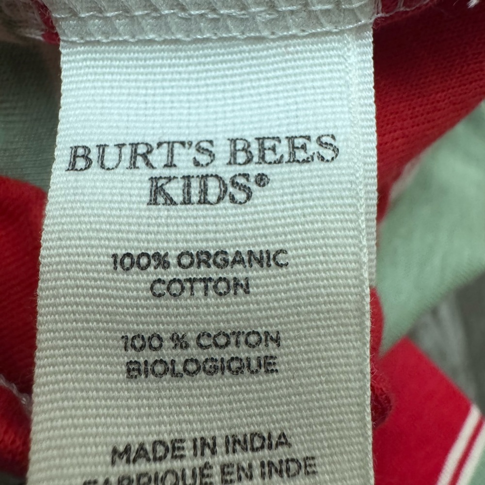 Burt’s Bees Unisex Striped Christmas Pajamas Holiday Red Green 2 Piece 4 NEW NWT - Picture 7 of 7